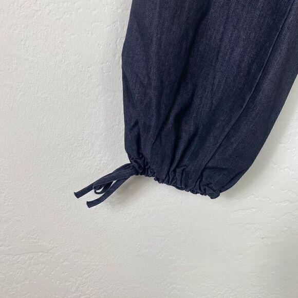 Vintage y2k What’s Hot… Dark Wash Chambray Denim Tie Ankle Cropped Pants Size L - Picture 4 of 6